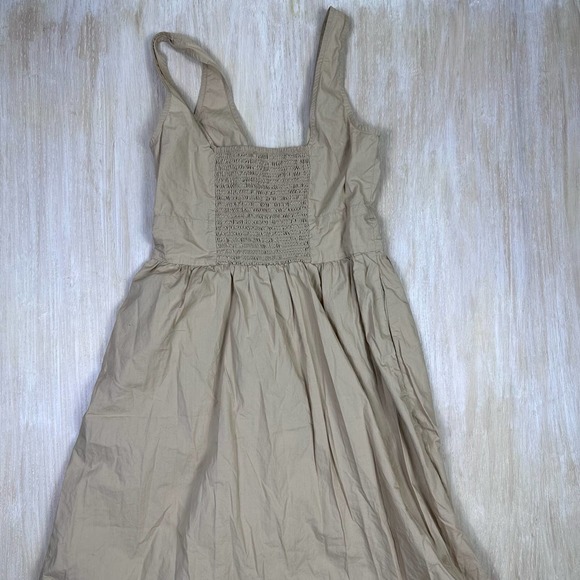 J Crew Tan Neutral Button Down Lagenlook Tank Shirt Casual Midi Dress Size 4 - Picture 8 of 16